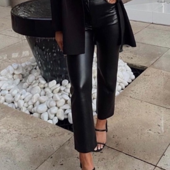 Yolly Italy Pants - BLACK FAUX LEATHER PANTS